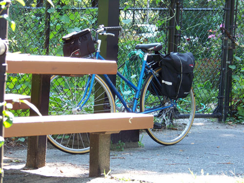 Picnic table near community garden